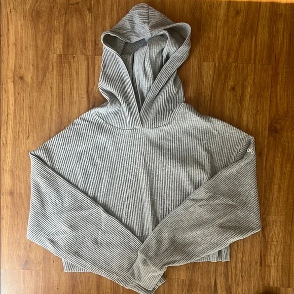 ALO Yoga | Tops | Alo Yoga Gray Cropped Boxy Hoodie | Poshmark